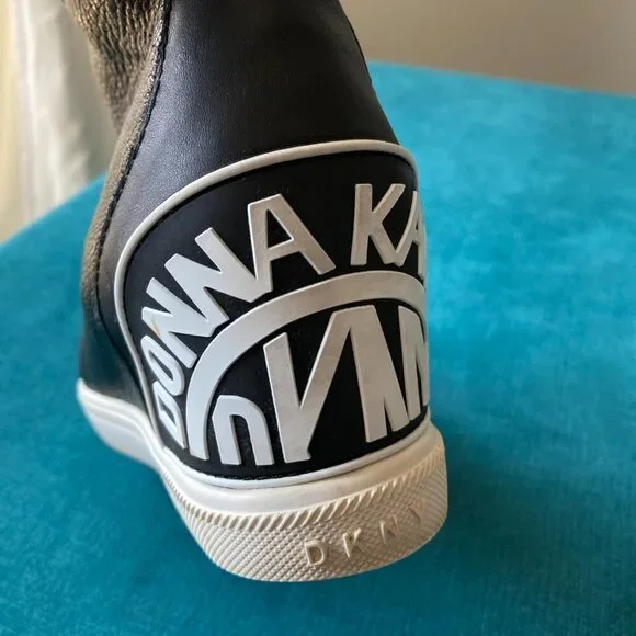 Donna Karan DKNY Women's Black White Wedge Bootie Sneakers Size 9.5 - Picture 8 of 12